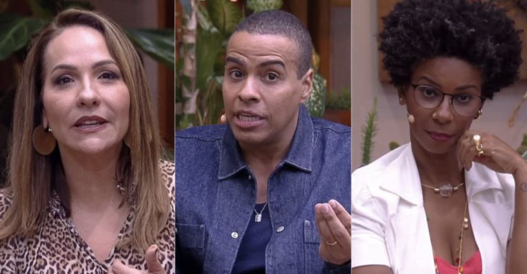 Maria Beltrão, Thiago Oliveira e Rita Batista no É de Casa