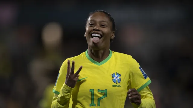 Ary Borges marcou três vezes na goleada do Brasil sobre o Panamá na Copa do Mundo Feminina (Foto: Thaís Magalhães / CBF)
