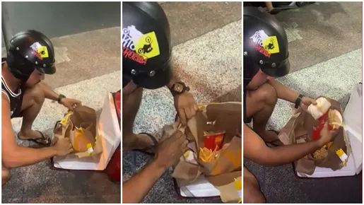 Motoboy come lanche de clientes que se recusam a buscar a entrega na portaria (Foto: Reprodução)