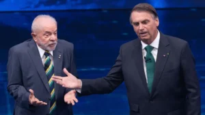Lula e Bolsonaro no debate da TV Globo (Foto: Reprodução / Tag Notícias)