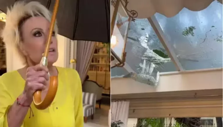 Ana Maria Braga postou um vídeo indignada após acidente em sua casa por causa da chuva (Fotos: Reprodução/Instagram)