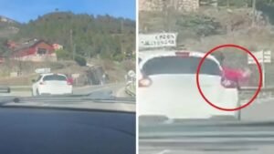 Vídeo impactante divulgado pela Polícia da Catalunha mostra o momento em que o carro faz uma curva brusca (imagens: reprodução)