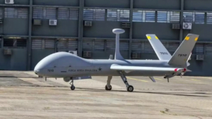 O modelo de drone utilizado é um RQ-900 Hermes, fabricado pela empresa israelense Elbit Systems — Foto: Sgt Rezende/Agência Força Aérea